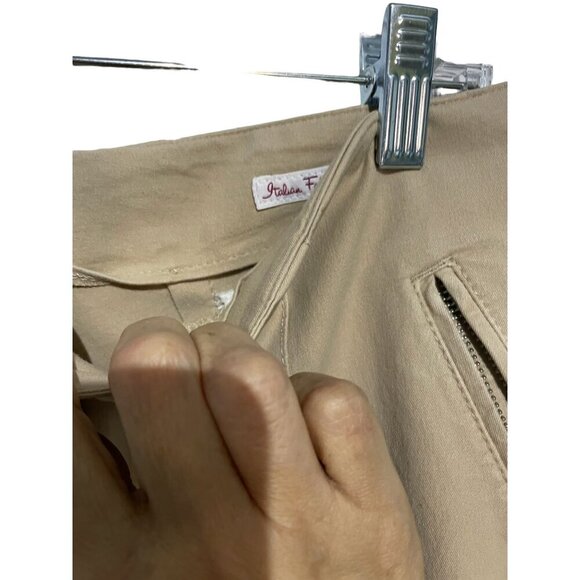 Vintage Vanilla  Womens Beige Pants W/ Zipper Pockets & Button Closure - Picture 4 of 5